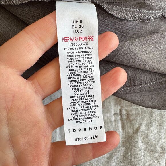 🤎 Topshop Sheer Taupe Blouse with ruffle sleeve – Sz. 4 - Picture 6 of 7